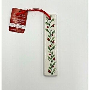 I Letter Initial Monogram Christmas Holly Berry Ceramic Ornament Ashland 4.5"